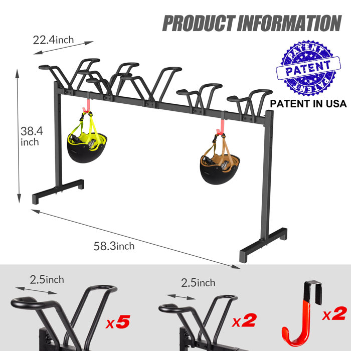 Arlmont & Co. Ravinath Steel Freestanding Adjustable Bike Rack, 5